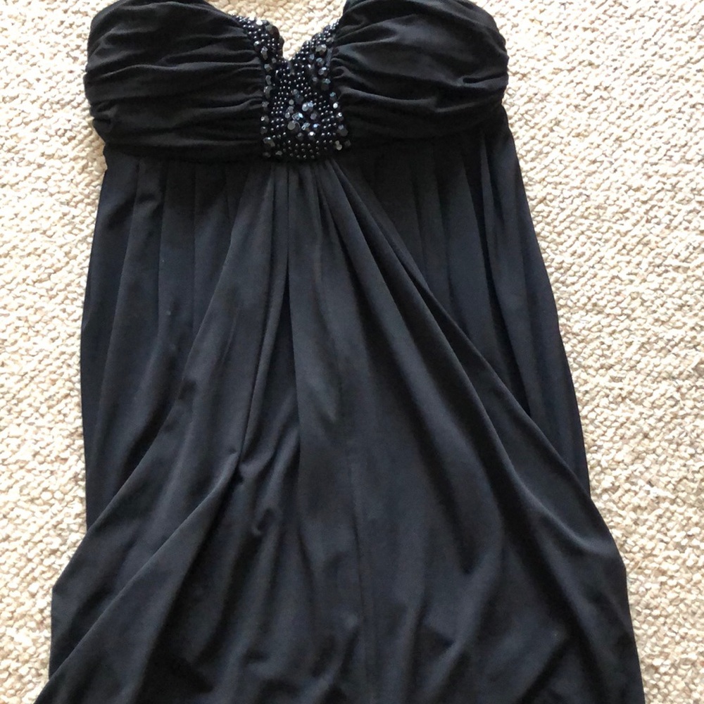 Short, black halter dress